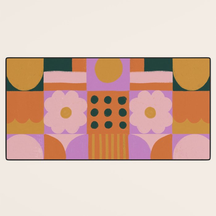 Pink and orange retro Desk Mat Gallery Image 3