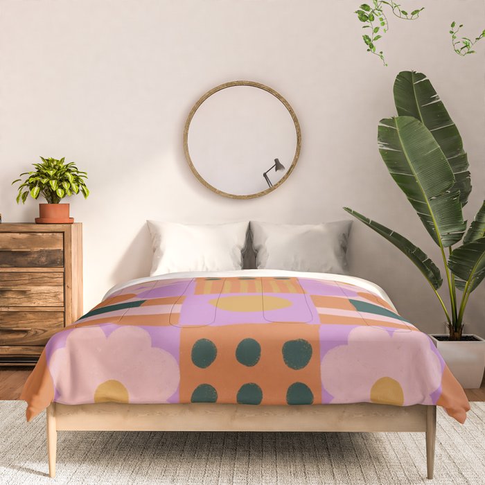 Pink and orange retro Comforter Gallery Image 3