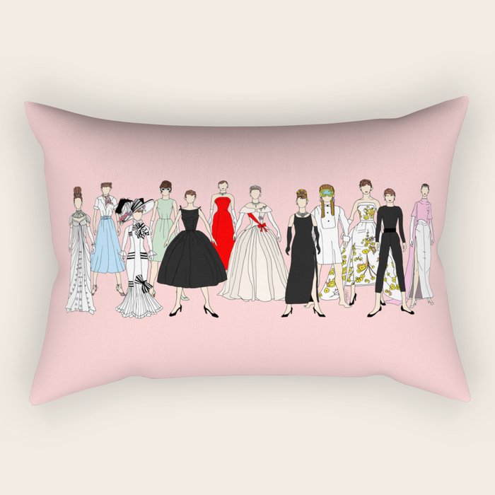Think Pink Outfits Fashion Audrey Rectangular Pillow Gallery Image 2