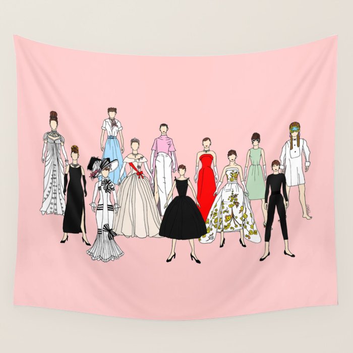 Think Pink Outfits Fashion Audrey Wall Tapestry Gallery Image 4