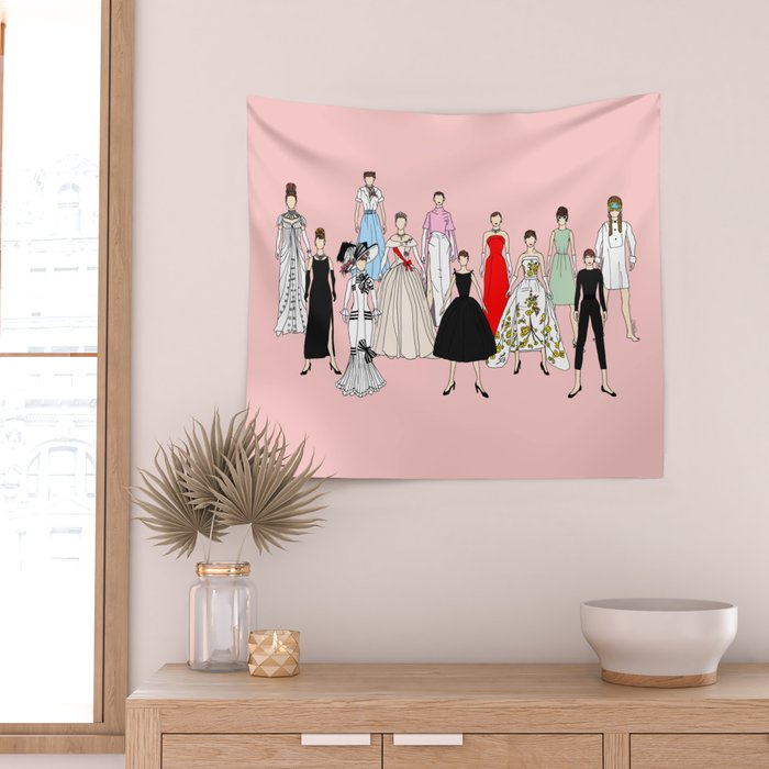 Think Pink Outfits Fashion Audrey Wall Tapestry Gallery Image 2