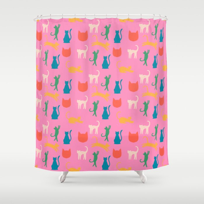 Rainbow Cats in Pencil  Shower Curtain Gallery Image 1