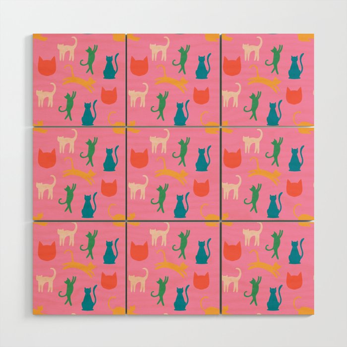 Rainbow Cats in Pencil  Wood Wall Art Gallery Image 1