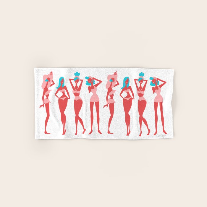Beach Bombshells - Cyan & Coral Palette Bath Towel Gallery Image 1