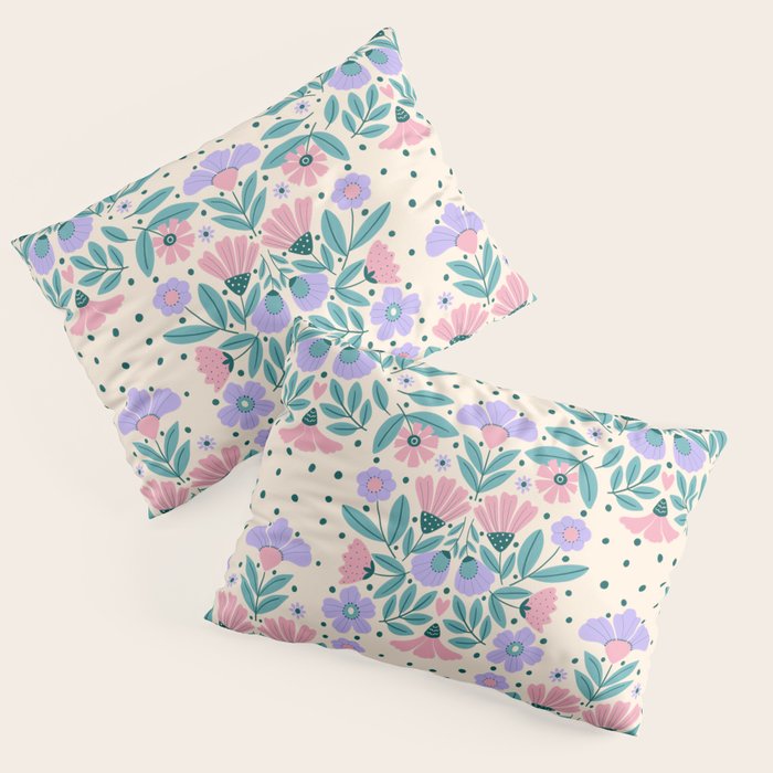 Light Pink and Purple Floral Pattern Pillow Sham Gallery Image 3