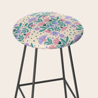 Light Pink and Purple Floral Pattern Stool Gallery Image 2