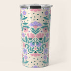 Light Pink and Purple Floral Pattern Travel Mug Gallery Image 1
