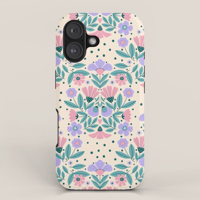 Light Pink and Purple Floral Pattern iPhone Case Gallery Image 1