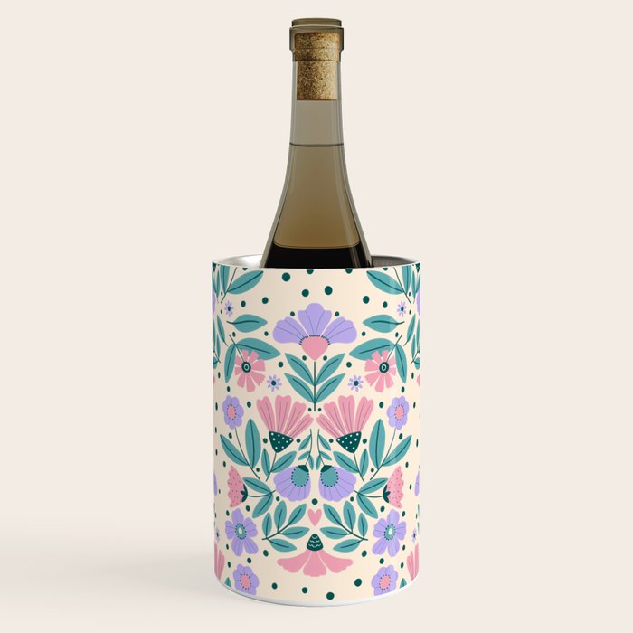 Light Pink and Purple Floral Pattern Wine Chiller Gallery Image 1