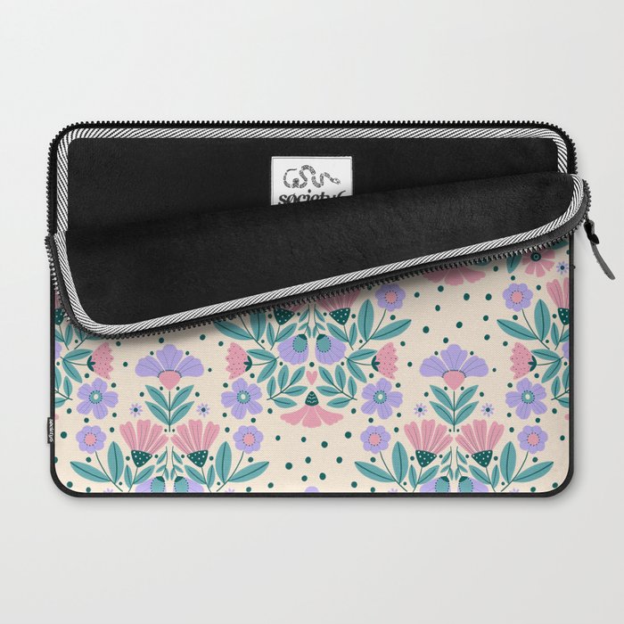 Light Pink and Purple Floral Pattern Laptop Sleeve Gallery Image 2