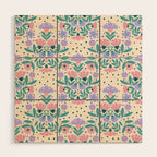 Light Pink and Purple Floral Pattern Wood Wall Art Gallery Image 1