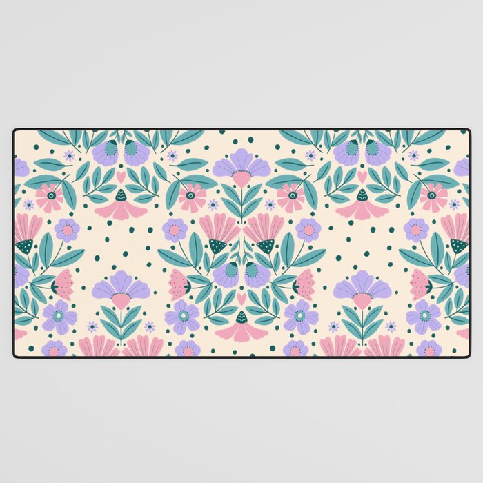 Light Pink and Purple Floral Pattern Desk Mat Gallery Image 3