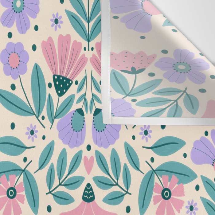 Light Pink and Purple Floral Pattern Wall Tapestry Gallery Image 3