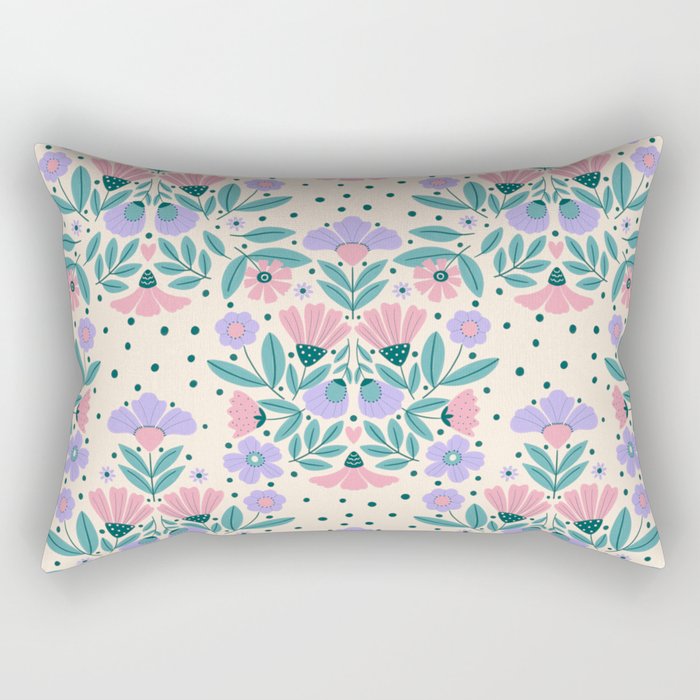 Light Pink and Purple Floral Pattern Rectangular Pillow Gallery Image 1