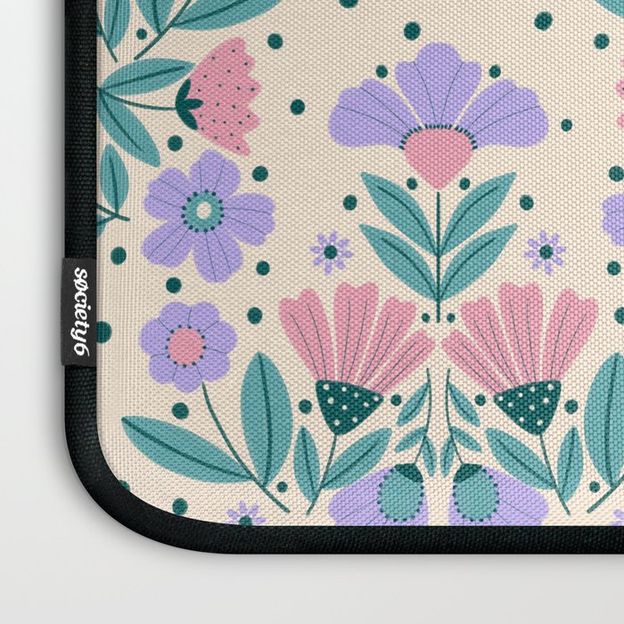 Light Pink and Purple Floral Pattern Laptop Sleeve Gallery Image 3
