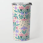 Light Pink and Purple Floral Pattern Travel Mug Gallery Image 2