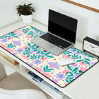 Light Pink and Purple Floral Pattern Desk Mat Gallery Image 2