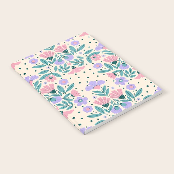 Light Pink and Purple Floral Pattern Notebook Gallery Image 1