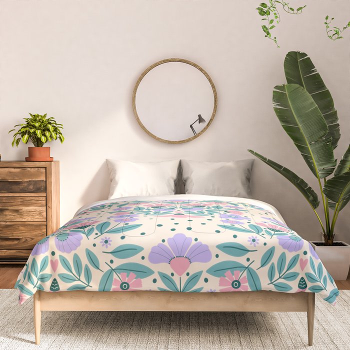 Light Pink and Purple Floral Pattern Comforter Gallery Image 3