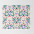 Light Pink and Purple Floral Pattern Throw Blanket Gallery Image 2