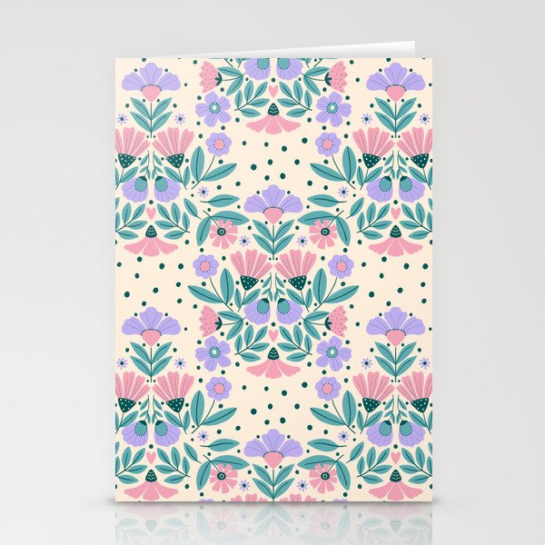 Light Pink and Purple Floral Pattern Stationery Card Gallery Image 2