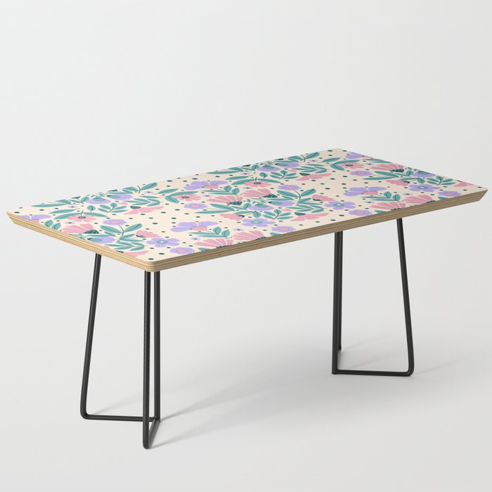Light Pink and Purple Floral Pattern Coffee Table Gallery Image 1