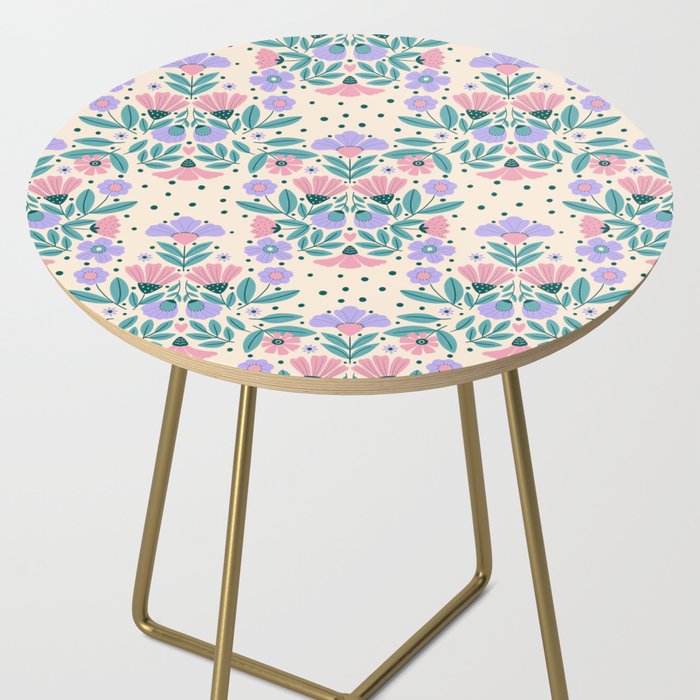 Light Pink and Purple Floral Pattern Side Table Gallery Image 2