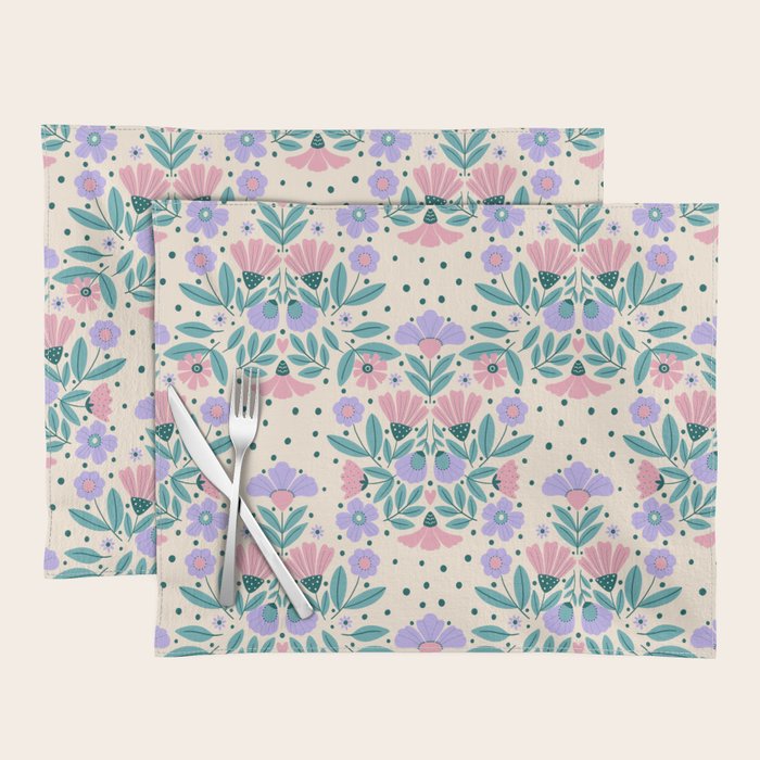 Light Pink and Purple Floral Pattern Placemat Gallery Image 1