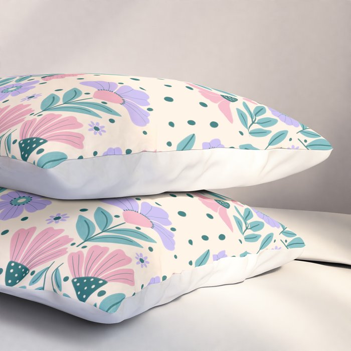 Light Pink and Purple Floral Pattern Pillow Sham Gallery Image 3