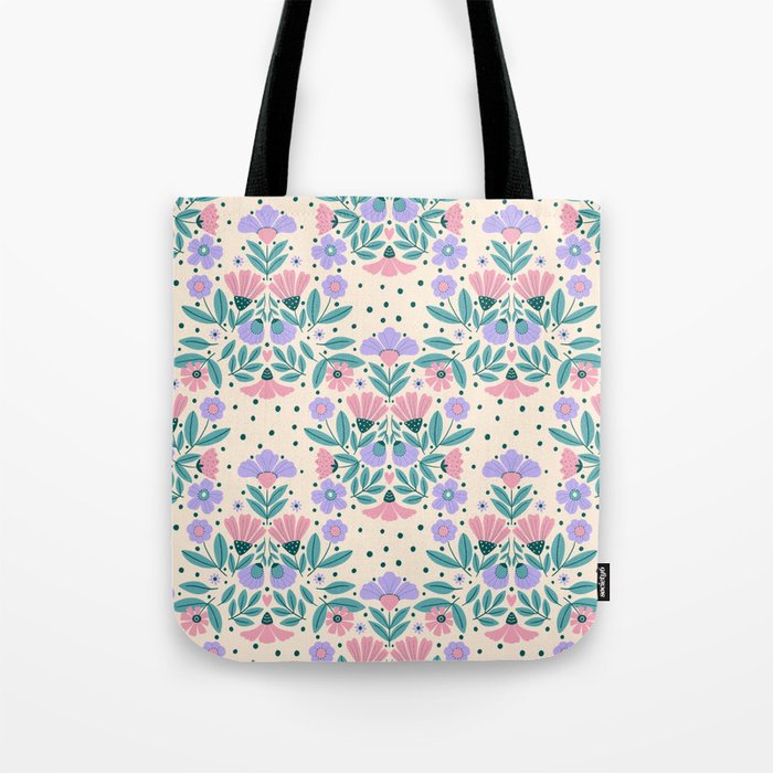 Light Pink and Purple Floral Pattern Tote Bag Gallery Image 1