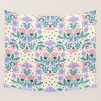 Light Pink and Purple Floral Pattern Wall Tapestry Gallery Image 4