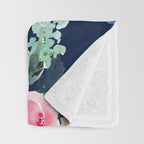 Navy and Pink Watercolor Peony Throw Blanket Gallery Image 3