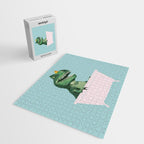 Playful T-Rex in Bathtub in Green Jigsaw Puzzle Gallery Image 2