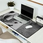 Black Cats Auditioning in Hollywood black and white photograph Desk Mat Gallery Image 2