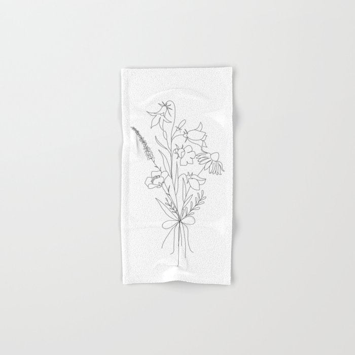 Small Wildflowers Minimalist Line Art Towels Gallery Image 1