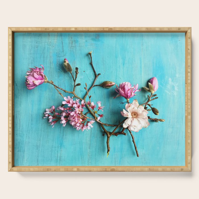 Flowers of Spring - colorful floral still life photograph Serving Tray Gallery Image 1