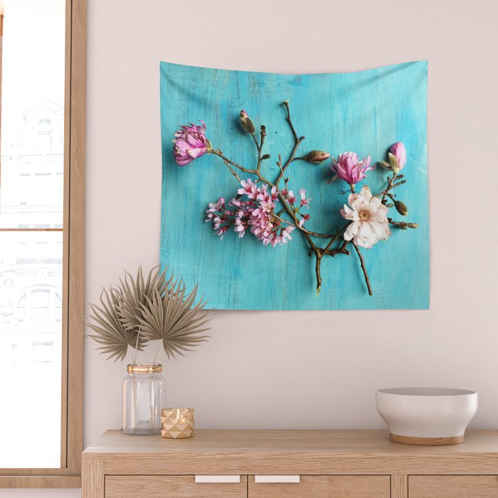 Flowers of Spring - colorful floral still life photograph Wall Tapestry Gallery Image 2