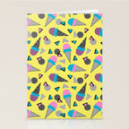 Cruncher - memphis throwback ice cream cone desert 1980s 80s style retro geometric neon pop art Stationery Card Gallery Image 2