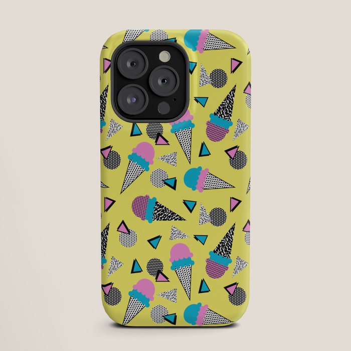 Cruncher - memphis throwback ice cream cone desert 1980s 80s style retro geometric neon pop art iPhone Case Gallery Image 19
