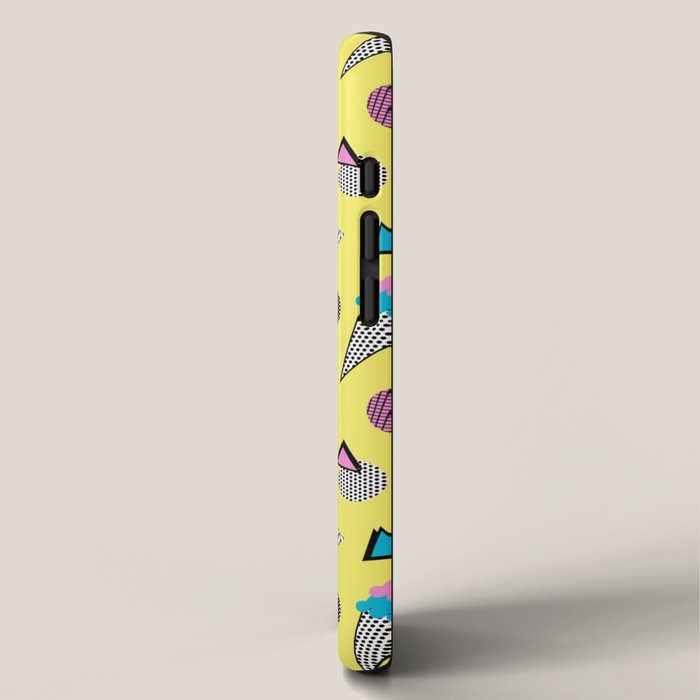 Cruncher - memphis throwback ice cream cone desert 1980s 80s style retro geometric neon pop art iPhone Case Gallery Image 2