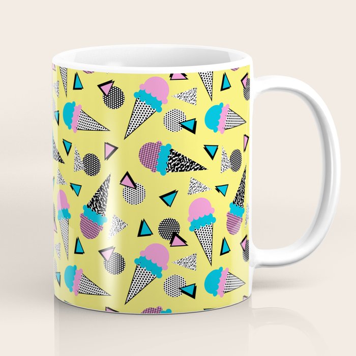 Cruncher - memphis throwback ice cream cone desert 1980s 80s style retro geometric neon pop art Coffee Mug Gallery Image 1