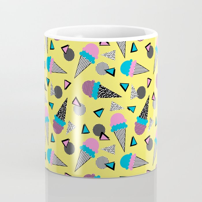 Cruncher - memphis throwback ice cream cone desert 1980s 80s style retro geometric neon pop art Coffee Mug Gallery Image 4