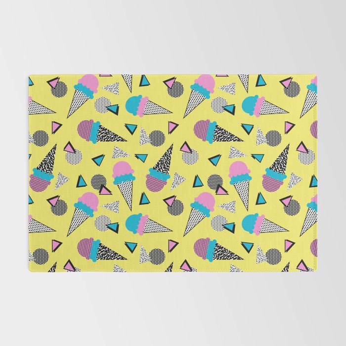 Cruncher - memphis throwback ice cream cone desert 1980s 80s style retro geometric neon pop art Rug Gallery Image 2
