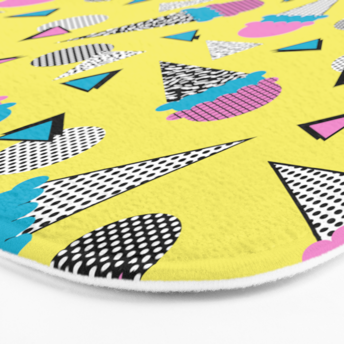 Cruncher - memphis throwback ice cream cone desert 1980s 80s style retro geometric neon pop art Bath Mat Gallery Image 3