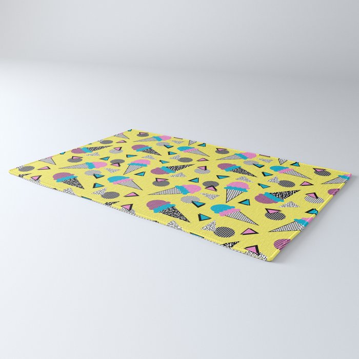 Cruncher - memphis throwback ice cream cone desert 1980s 80s style retro geometric neon pop art Rug Gallery Image 3