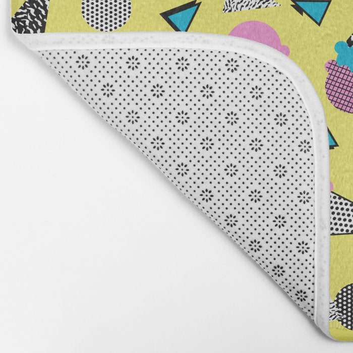 Cruncher - memphis throwback ice cream cone desert 1980s 80s style retro geometric neon pop art Bath Mat Gallery Image 2