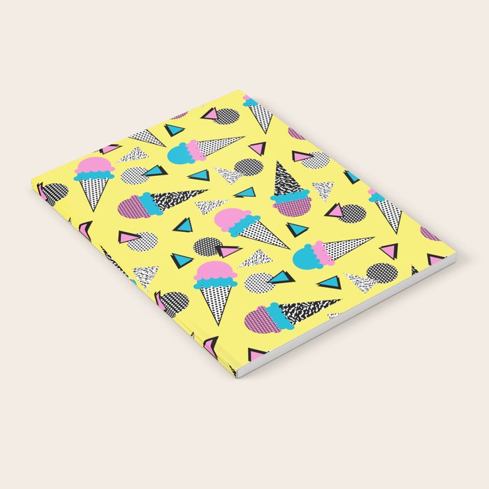 Cruncher - memphis throwback ice cream cone desert 1980s 80s style retro geometric neon pop art Notebook Gallery Image 2