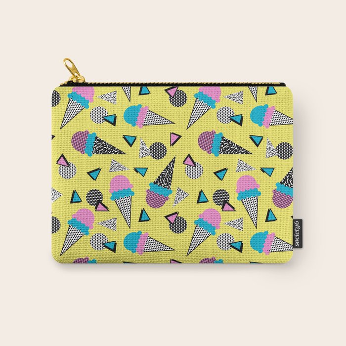 Cruncher - memphis throwback ice cream cone desert 1980s 80s style retro geometric neon pop art Carry All Pouch Gallery Image 1