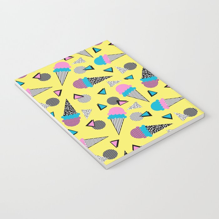 Cruncher - memphis throwback ice cream cone desert 1980s 80s style retro geometric neon pop art Notebook Gallery Image 3