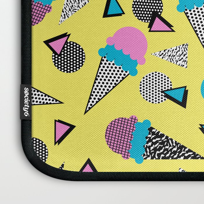 Cruncher - memphis throwback ice cream cone desert 1980s 80s style retro geometric neon pop art Laptop Sleeve Gallery Image 3
